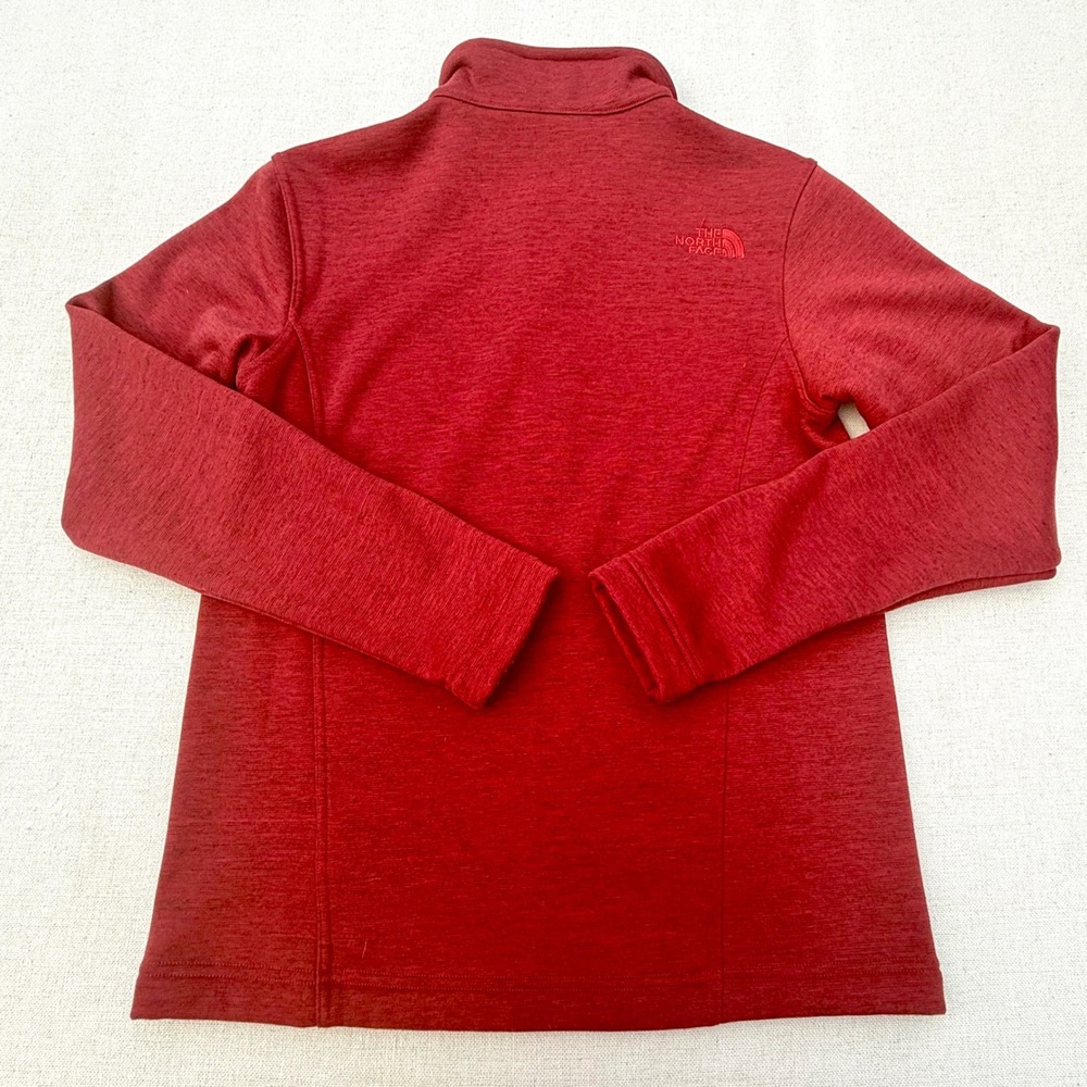 The North Face Mens Red Heather Full Zip Fleece Jacket Size S Small Mock Neck - Picture 2 of 8